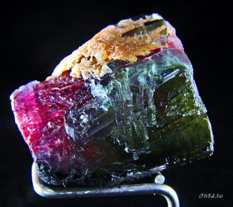 Watermelon-colored tourmaline crystal - one of the capricorn lucky stones