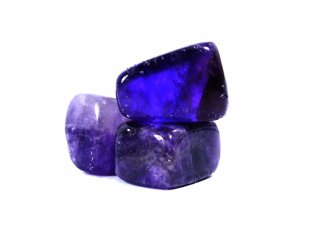 Amethyst eases anxiety and stress Amethyst eases anxiety and stress, enhances intuition, and promotes spiritual growth
