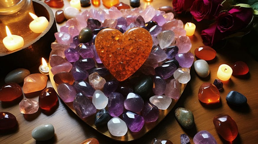 Heart chakra crystals are often green, as that is the color of the heart chakra