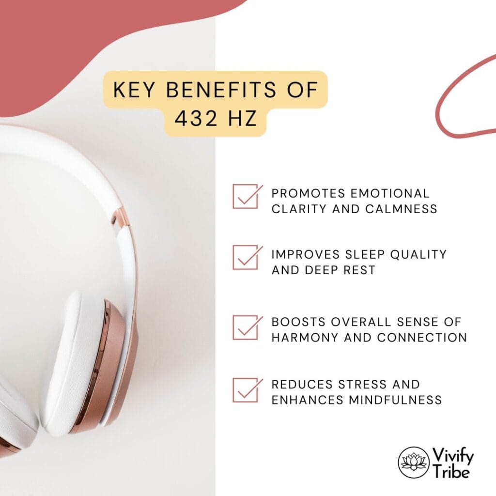 432 hz resonates with the frequencies of nature, has significant health benefits, and can enhance meditation, affirmations, and crystal healing.