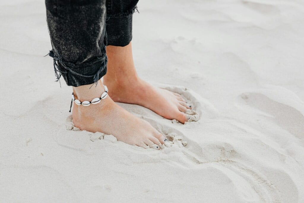 Walking barefoot Walking barefoot directly on the ground releases stress and mental tension